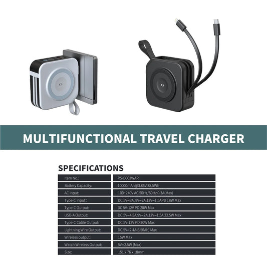 Magnetic Power Bank 10000mAh iPhone Samsung fast charge HUAWEI Xiaomi Watch charger batterie externe magsafe romoss
